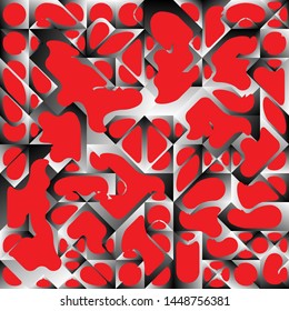Diseño de fondo geométrico del líquido rojo, formas de fondo geométrico del degradado del fluido, composición artística, afiche de diseño minimalista futurista, plantilla creativa del festival abstracto