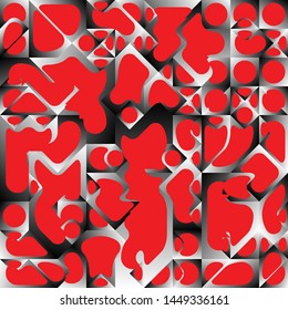 Diseño de fondo geométrico del líquido rojo, formas de fondo geométrico del degradado del fluido, composición artística, afiche de diseño minimalista futurista, plantilla creativa del festival abstracto