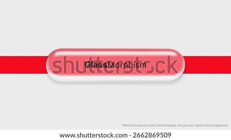 Red liquid glass morphism vector element on bright white and red background for technology and modern design.