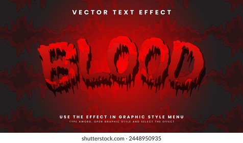 Red liquid horror blood vector text effect Template