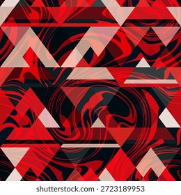 Red Liquid Marble Geometric Overlay