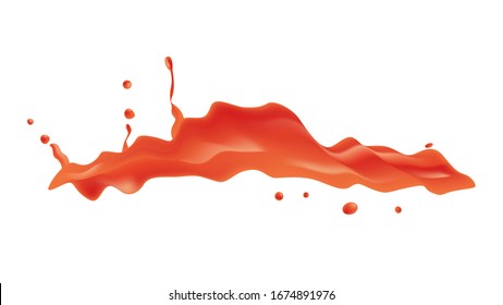 saltos líquidos rojos gotas realistas y salpicaduras aisladas sobre el fondo blanco frutas jugo concepto de salpicadura ilustración horizontal vectorial