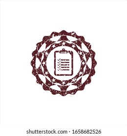 Red List Icon Inside Distress Rubber Stamp With Grunge Texture