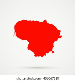 Red Lithuania Map Illustration