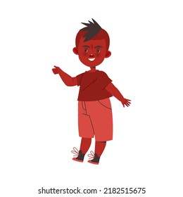Red Little Boy Aggressor Missing and Insulak schwacher Vektorgrafik