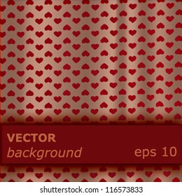 Red little hearts pattern over vector curtain