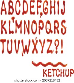 red little ketchup alphabet vector font