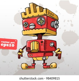 red little robot. Vector Illustration