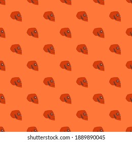 Red little skulls ornament seamless pattern. Vintage backdrop. Orange background. Stock illustration. Vector design for textile, fabric, giftwrap, wallpapers.