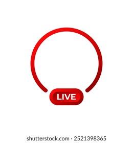 Logotipo vermelho de transmissão ao vivo. Ícone online de fluxo de vídeo.