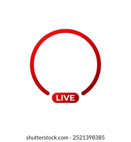 Logotipo vermelho de transmissão ao vivo. Ícone online de fluxo de vídeo.