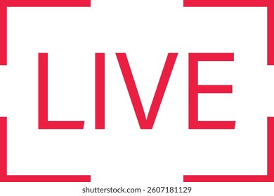 Red live broadcasting sign text vector illustration design