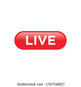 Red live button icon design isolated on white background
