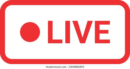 Red live button icon . Live symbol. Social media concept. Vector illustration