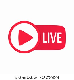 Red Live button isolated on a white background. Live button template. Web layout button in the live. The concept of social networks. History. Blogging. Vector illustration