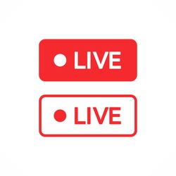 Rote Live-Buttons Auf Weißem Hintergrund. Vektorgrafik. EPS10