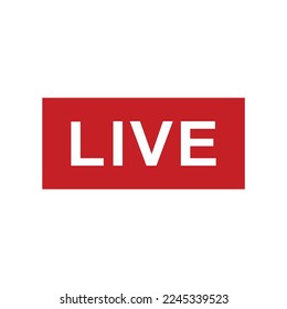 Botones rojos en vivo en un fondo blanco. Símbolo activo, insignia, signo, etiqueta, plantilla de emoticono. Concepto de medios sociales.