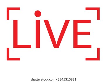 Icono de vector plano de streaming en vivo. Diseño rojo instagram youtube elemento de blog para noticias, radio, TV o youtube transmisión en línea aislada en blanco