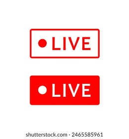 Red live buttons on a white background.