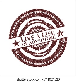 Red Live a Life of Adventure grunge stamp