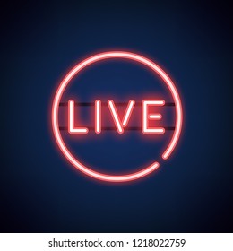 Red Live Neon Sign Vector