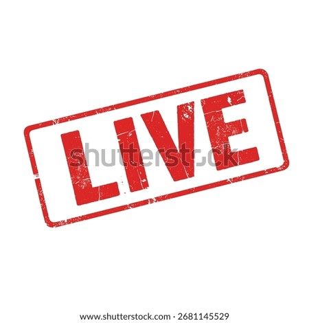 A red 'live' stamp with a distressed, worn and rugged appearance.
