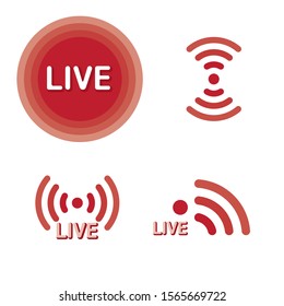 red live steaming icon ,live radio signal wave icon.