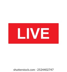 Red live stream icon button. Flat vector illustration for indicating live video broadcasts.