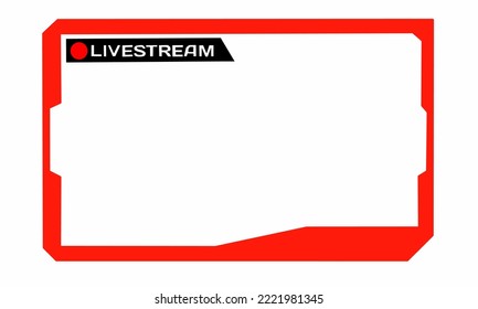Red Live Stream overlay or live Streaming screen panel overlay design neon theme. online stream futuristic technology style. Abstract digital user interface. Live streaming button