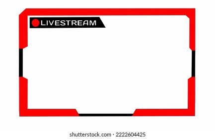 Red Live Stream overlay or live Streaming screen panel overlay design neon theme. online stream futuristic technology style. Abstract digital user interface. Live streaming button