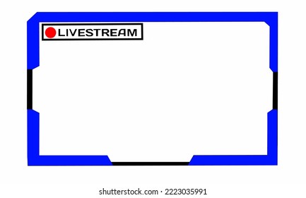 Red Live Stream overlay or live Streaming screen panel overlay design neon theme. online stream futuristic technology style. Live stream video border with blue line background. Vector Illustration