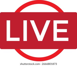 Signo de icono de transmisión en vivo rojo para transmisión en línea y medios digitales