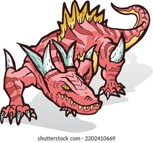 Ilustración del Vector de Color de la Bestia del Monstruo del Dragón Lizard Rojo