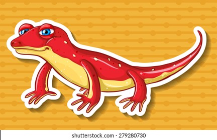 Lagarto vermelho sobre fundo amarelo