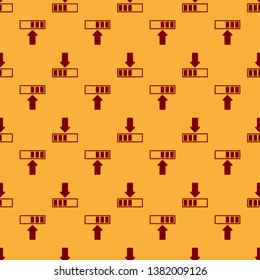 Red Loading icon isolated seamless pattern on brown background. Download in progress. Progress bar icon. Flat design. Vector Illustration
