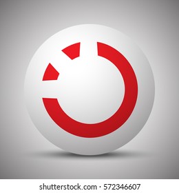 Red Loading icon on white sphere