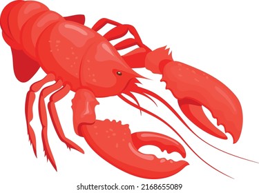 Roter Hummer. Cartoon-Meerestier. Seafood-Symbol einzeln auf weißem Hintergrund