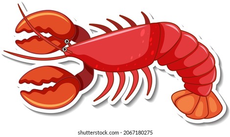 Red lobster cartoon sticker illustration