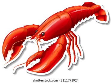 Red Lobster Cartoon Sticker Illustration