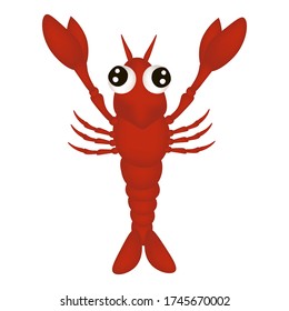 Red Lobster in Cartoon style 3D effects, vector illustration for your design and decor, logo, sticker, kids, funny, cute, clipart