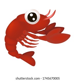 Red Lobster in Cartoon style 3D effects, vector illustration for your design and decor, logo, sticker, kids, funny, cute, clipart