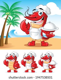 Red Lobster Chef Mascot design Vector