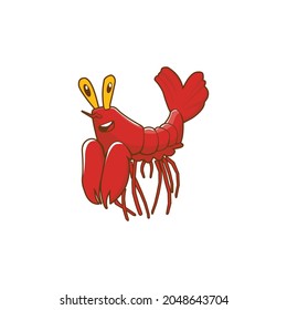ilustración del diseño vectorial de langosta roja lindo