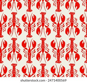 red lobster flat seamless pattern. trendy summer sea style illustration. minimalistic background