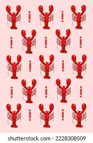 Red lobster flat vector wallpaper. Cute red lobster cartoon vector wallpaper for graphic design and decorative element