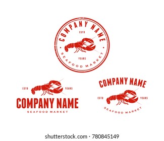 Red Lobster Food Vector Animal Vintage Logo Company Symbol Set for Restaurant