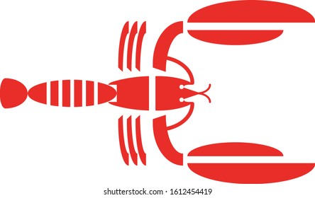 A red lobster icon in vector format that can be used in a logo, signal, apps, etc.