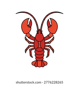 Red lobster icon vector illustration with sea creature crustacean shellfish crayfish