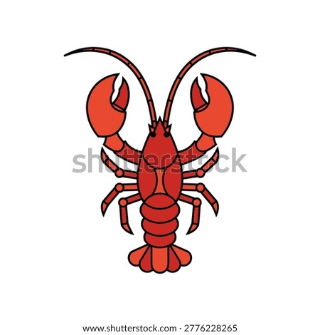 Red lobster icon vector illustration with sea creature crustacean shellfish crayfish