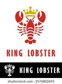 Red lobster logo with gold crown, designed in modern minimalist style